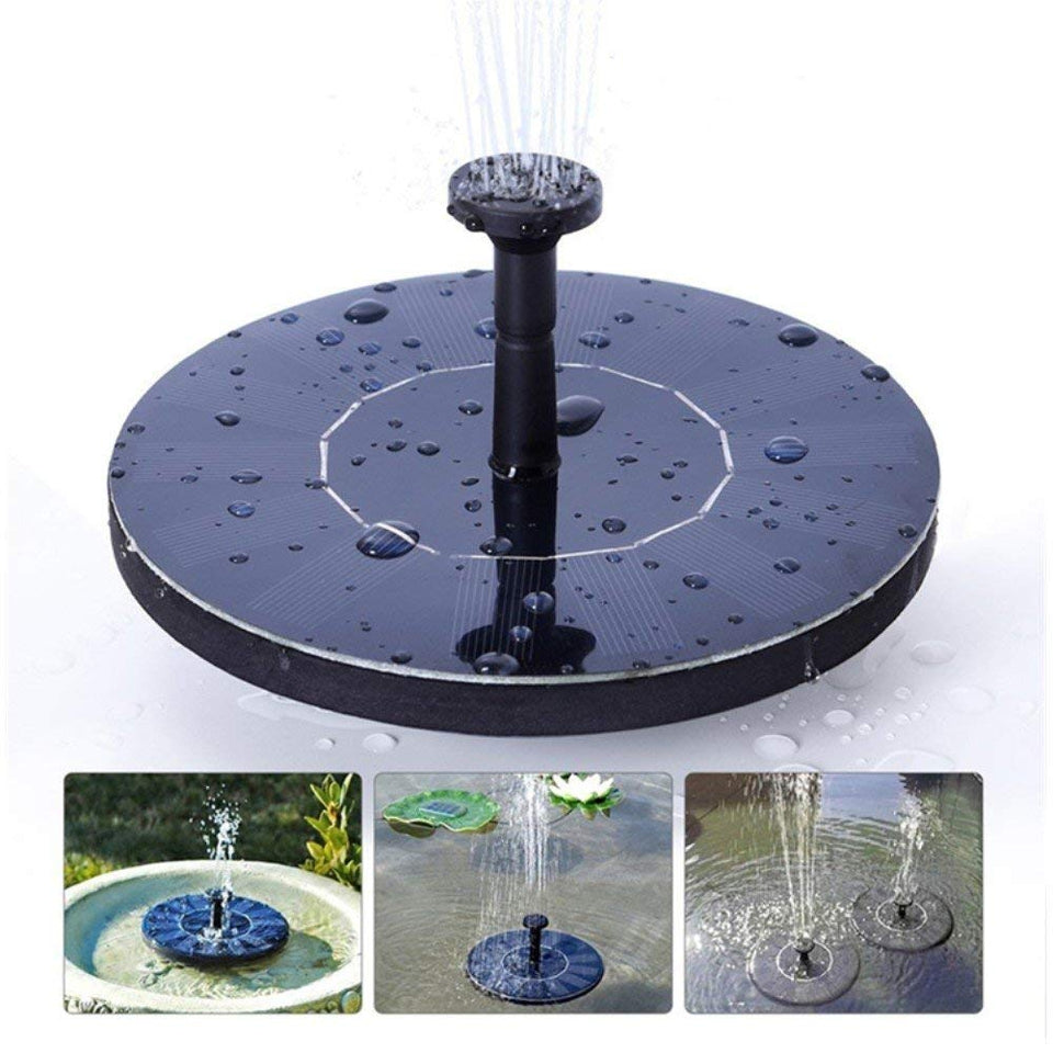 LAWOHO solar fountain pump for bird bath with four heads enhancing water movement.