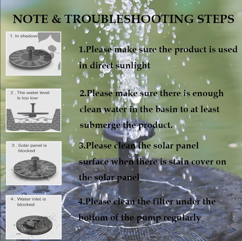 LAWOHO solar fountain pump designed for ponds, gardens, and small water features