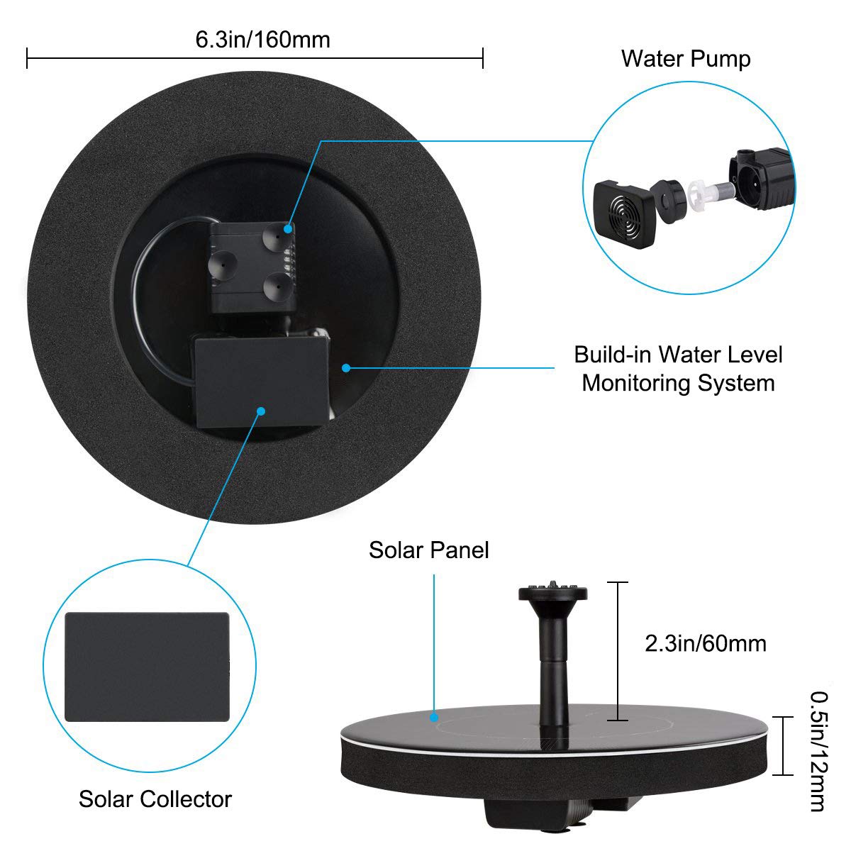LAWOHO submersible design keeps cords hidden while water streams rise