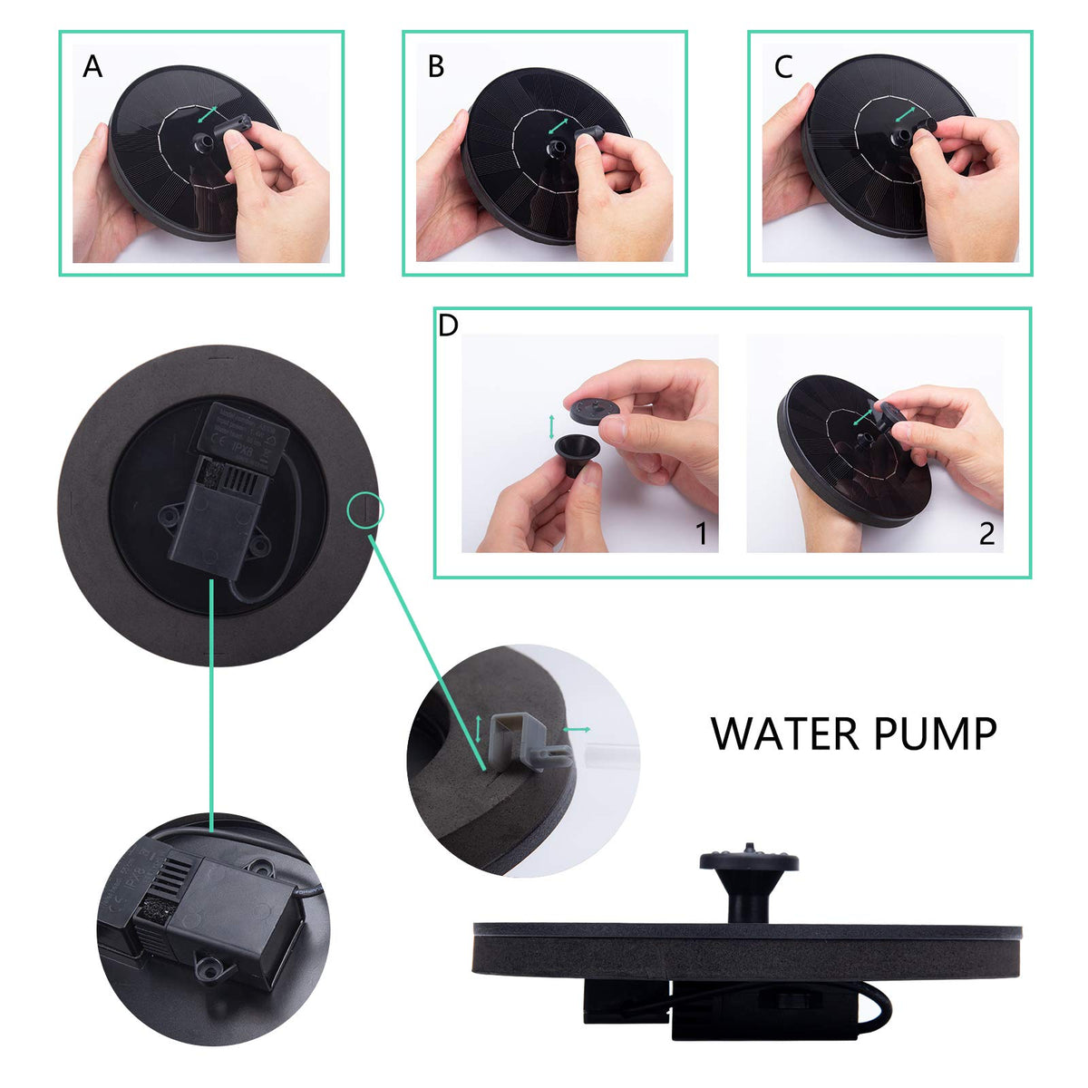 LAWOHO solar fountain pump starts in direct sunlight for easy use