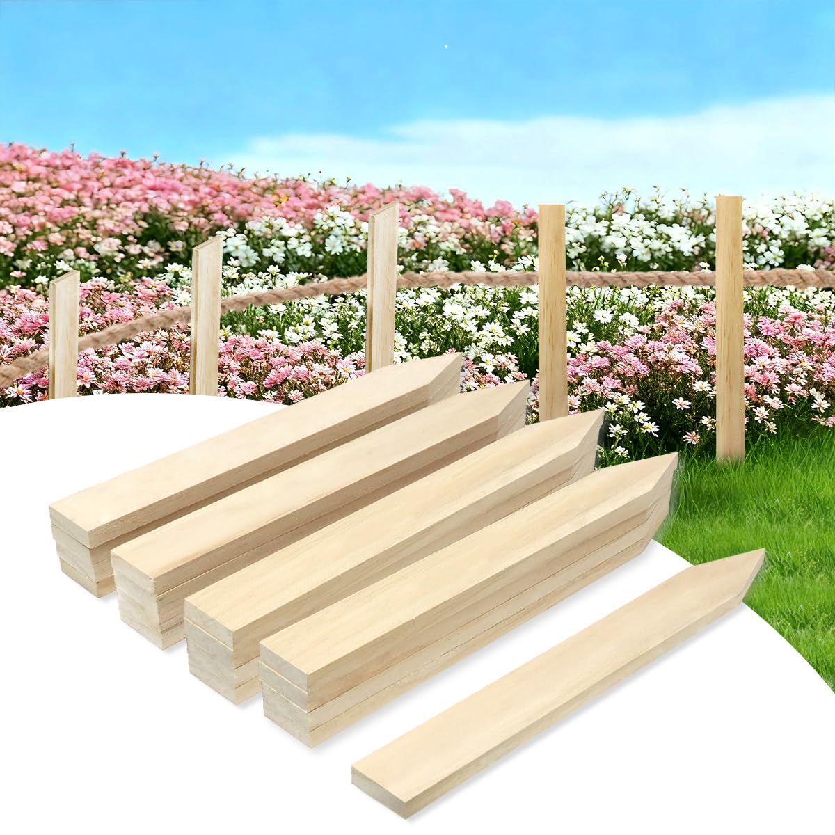 Layrslot 12-inch wooden stake for grade and survey use, sturdy plant support.