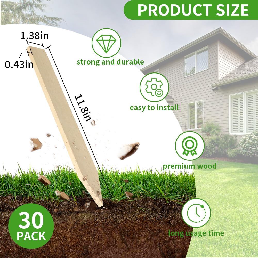 Layrslot wooden stake for signs, clear marking posts for gardens and yards.