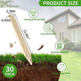 Layrslot wooden stake for signs, clear marking posts for gardens and yards.