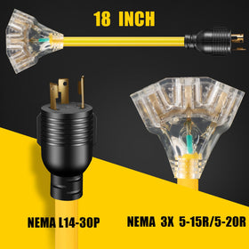 LAZMUMI 30a-125v locking cord visible with heavy-duty 10ga cable