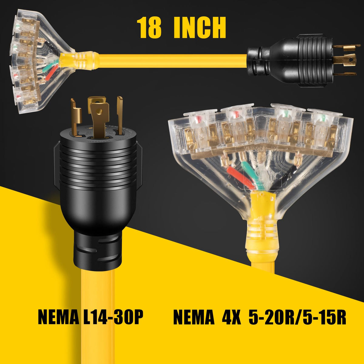 LAZMUMI 4x 5-20R T-Blade outlets offer versatile power access.