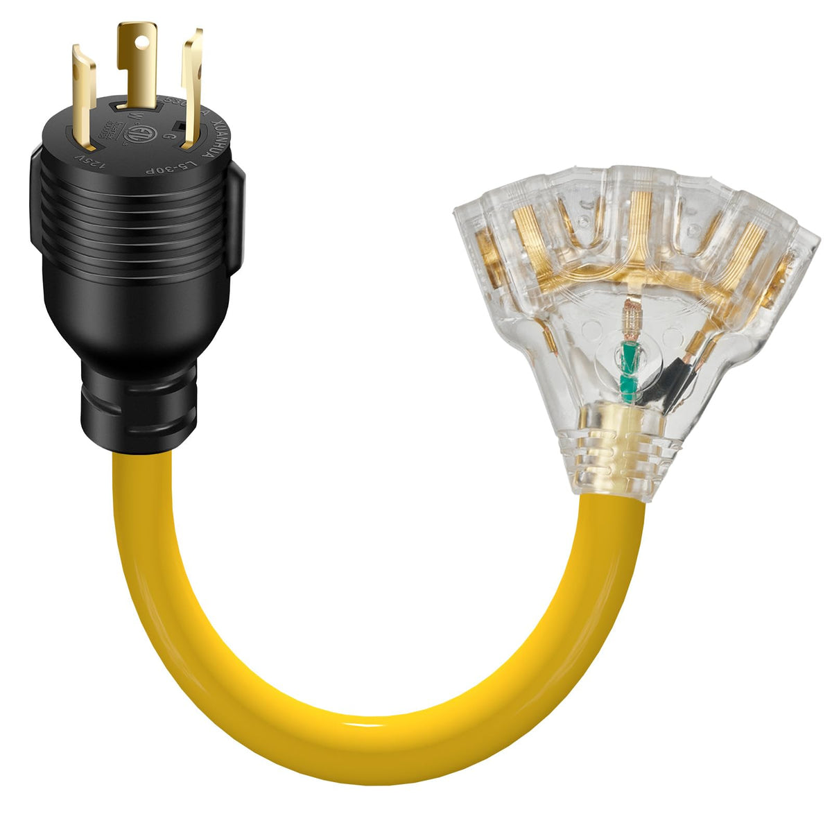 LAZMUMI L5-30P to 3x5-20R connector in 1.5 ft for outdoor power