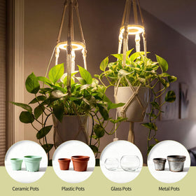 Lazukes breathable macrame detail enhances root airflow and ambient glow