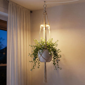 Lazukes hanging grow light with macrame pendant boosts indoor plant growth and décor