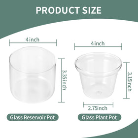 LAZUSAM clear pot and glass reservoir suit soil or semi-hydro setups