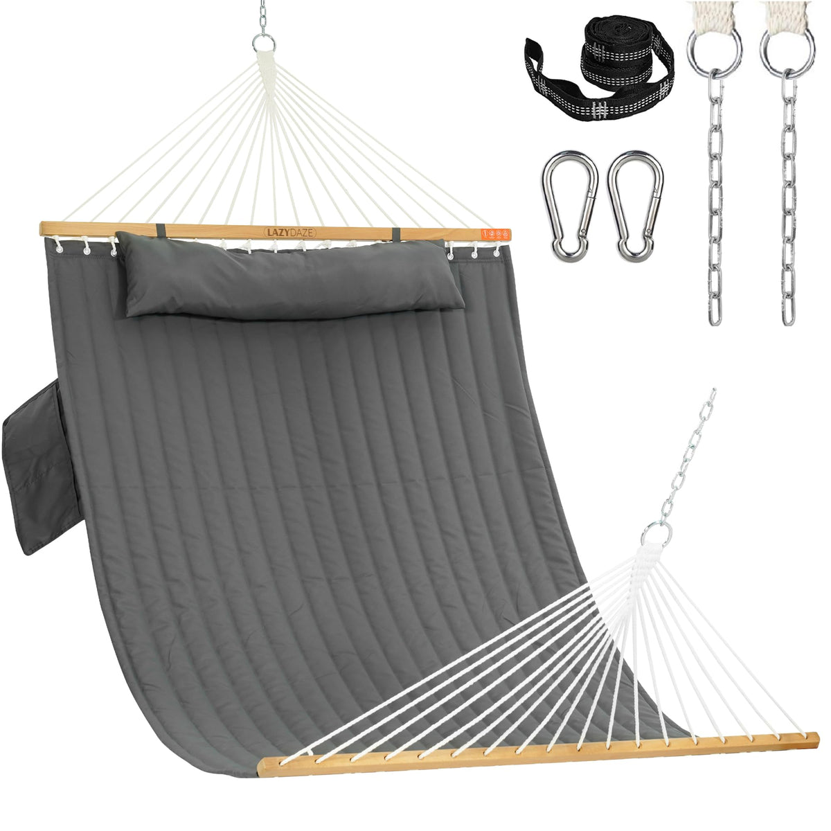 Lazy Daze Hammocks 2-person double quilted hammock with spreader bar for outdoor lounging