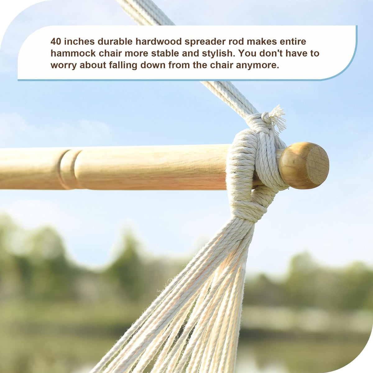 Lazy Daze Hammocks Chair reinforced end knots for safety and durability.