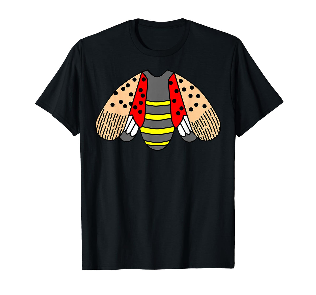 Lazy Spotted Lanternfly Halloween Costume Design front view showing bold cartoon print