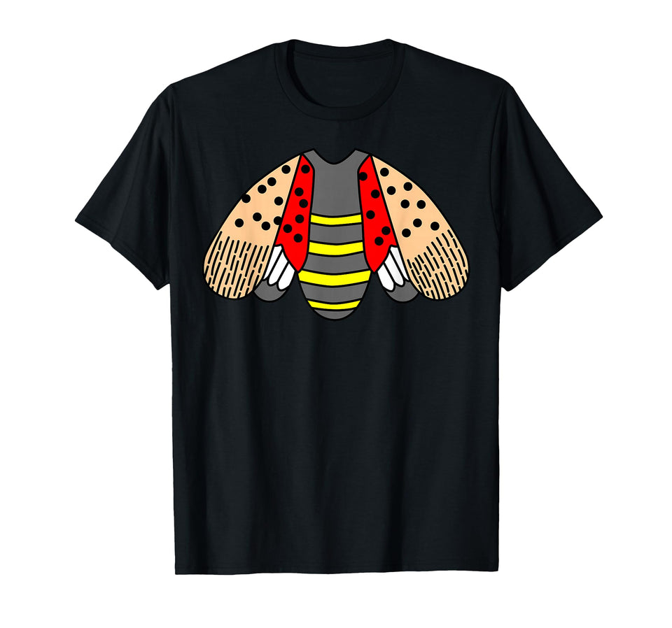Lazy Spotted Lanternfly Halloween Costume Design front view showing bold cartoon print