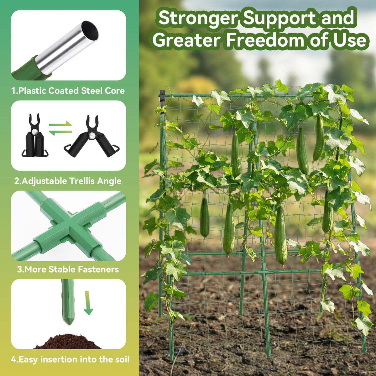 Lazzmonk dual-sided trellis provides stable climbing surfaces for vines.