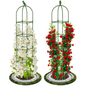 Lazzmonk garden obelisk trellis provides sturdy vertical support for climbing plants.
