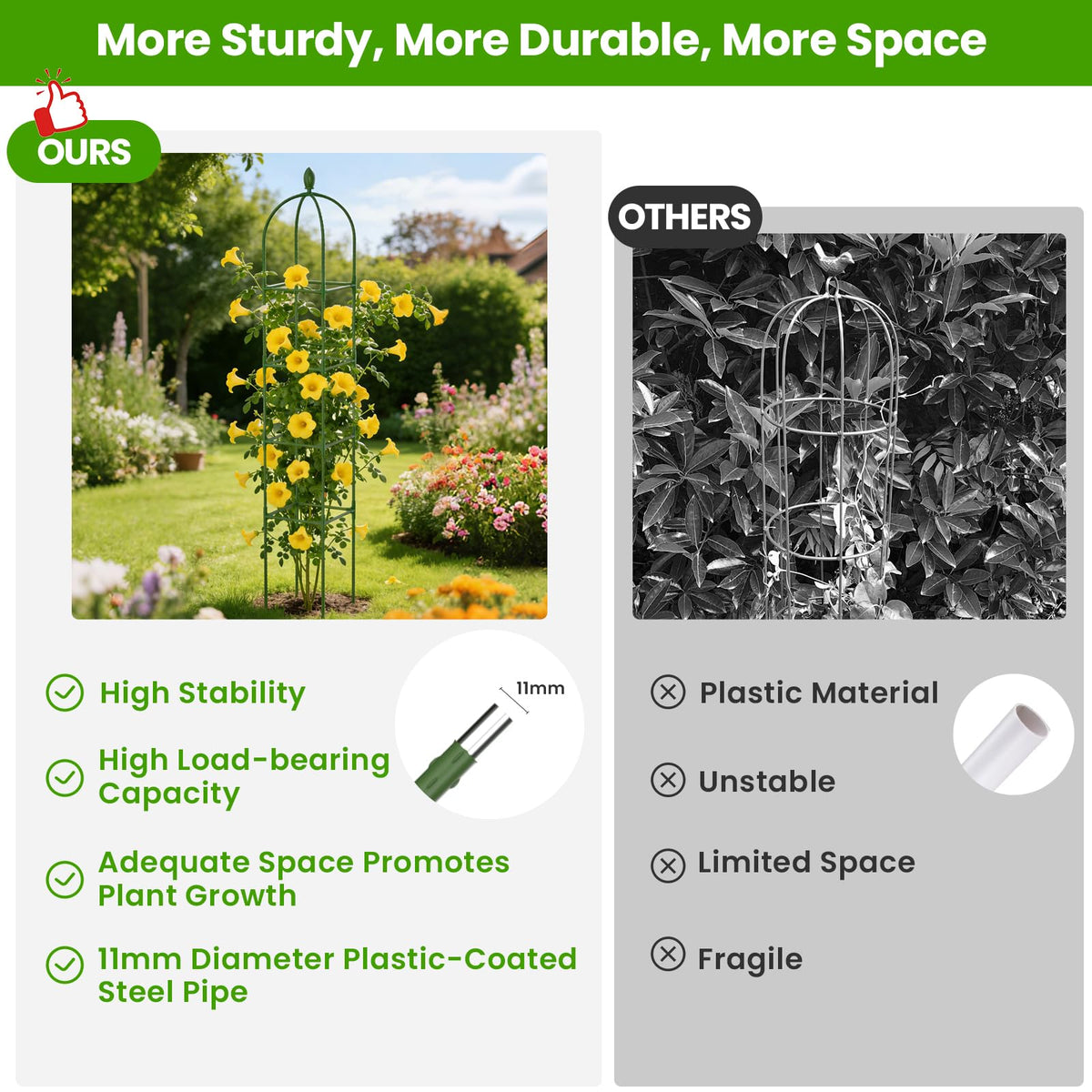Lazzmonk heavy-duty steel poles resist rust for year-round outdoor use.