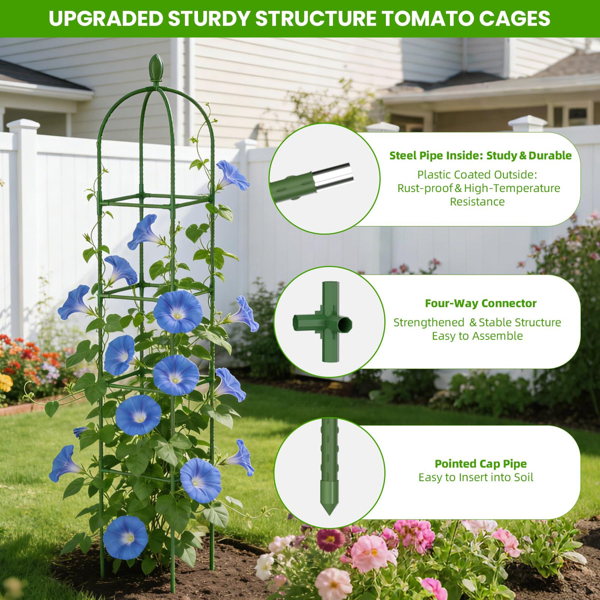 Lazzmonk rose trellis helps tomatoes and vines grow neatly and healthily.
