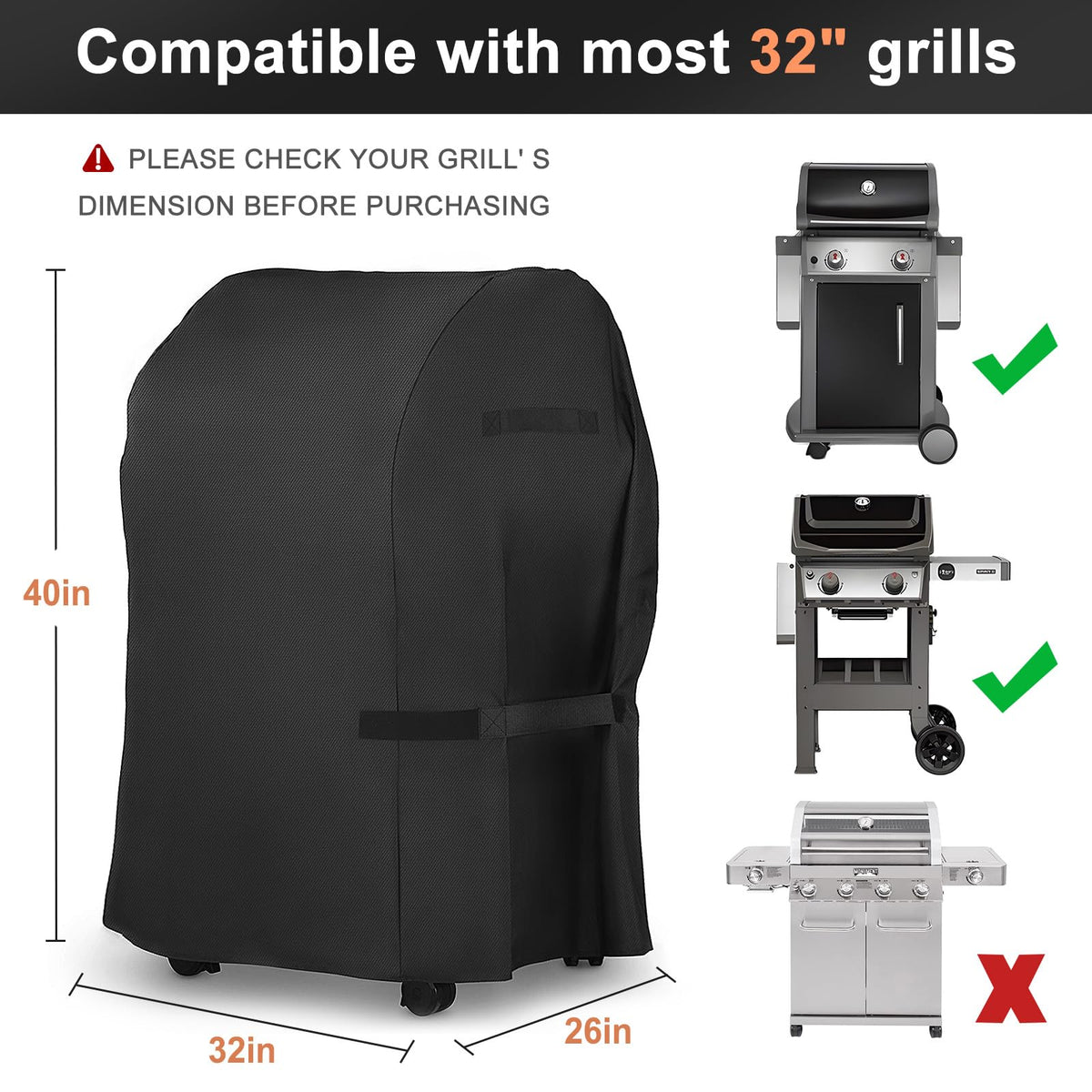 LBTING grill cover provides perfect fit for Weber Spirit grills against rain and sun
