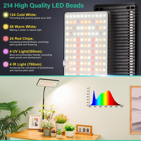 LBW Desk Grow Light height-adjustment mechanism supporting different plant heights.