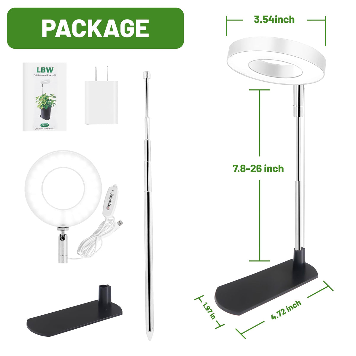LBW grow light with 78 inch cord for easy setup