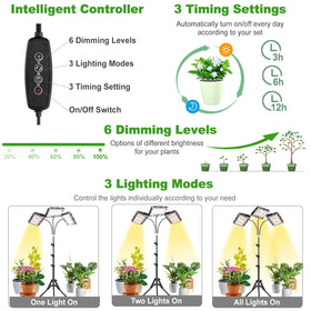 LBW grow light on extendable tripod enhances reach for tall houseplants