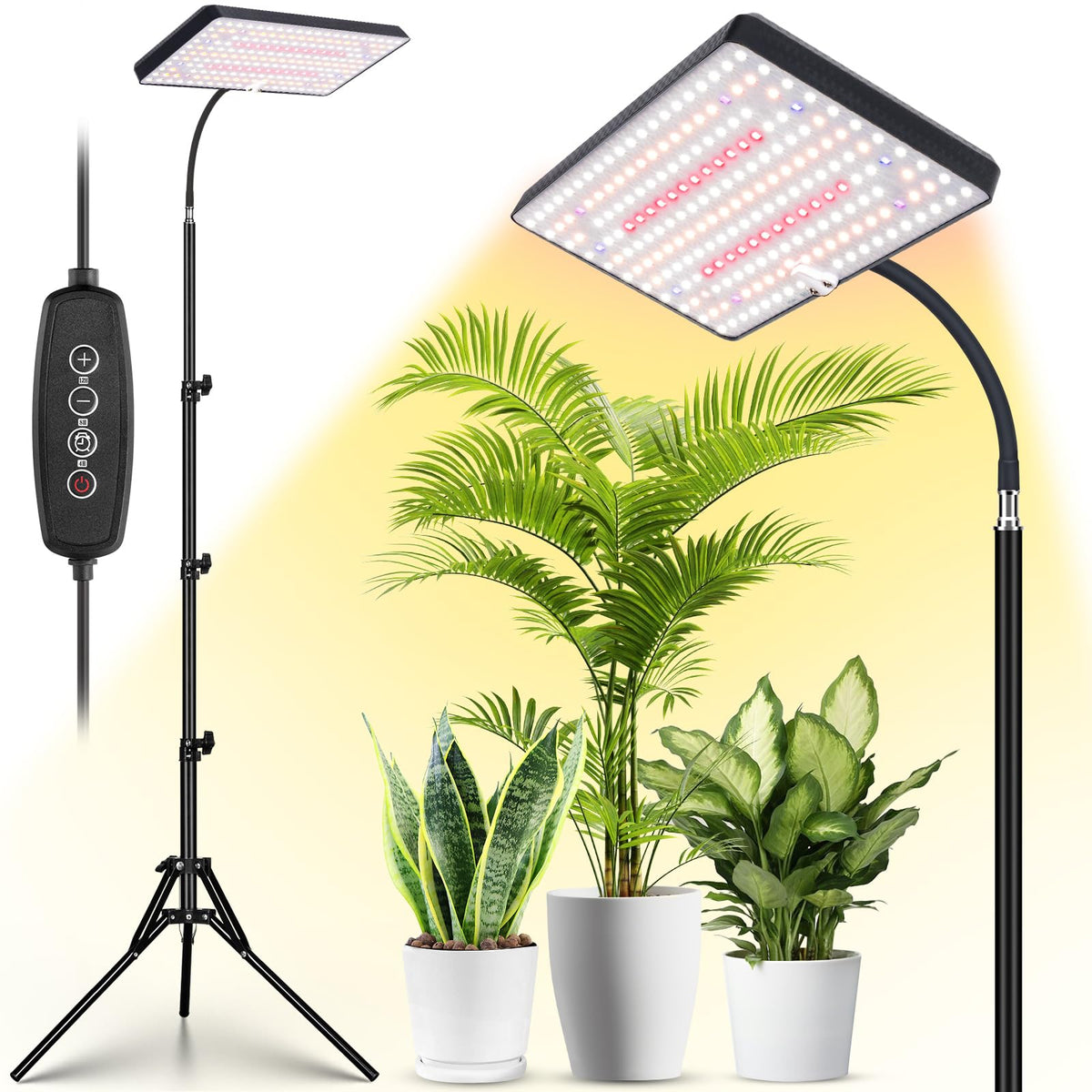 LBW grow light full-spectrum stand panel illuminates indoor plants for healthier growth.