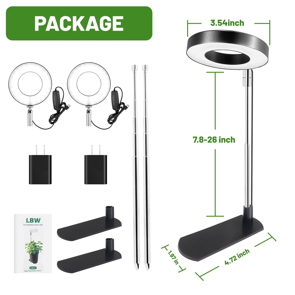 LBW Grow Light indoor plants use provides compact, stylish illumination