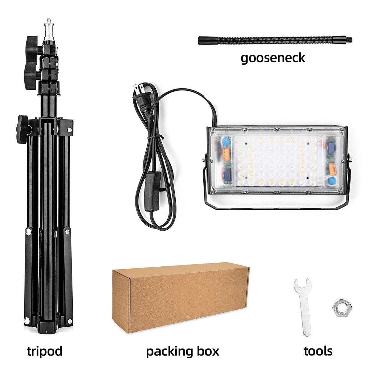 LBW grow light packaging and setup ready for use