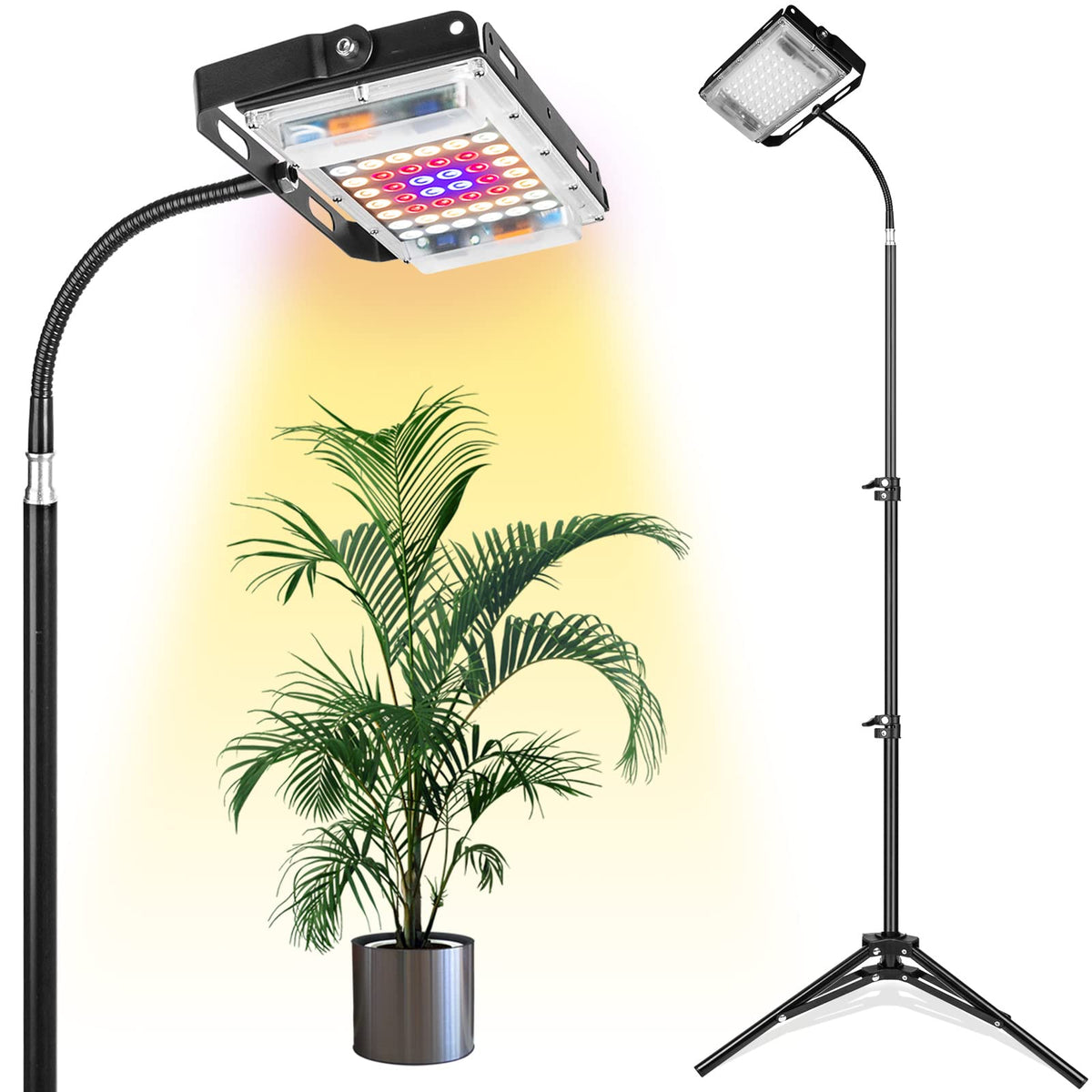 LBW grow light with stand front view for easy placement