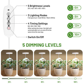 LBW Grow Light Stand or Soil Insertion adapts to plant placement.