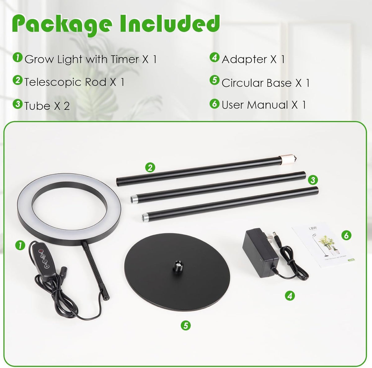 LBW Grow Light stand with non-slip base keeps tall plants stable.