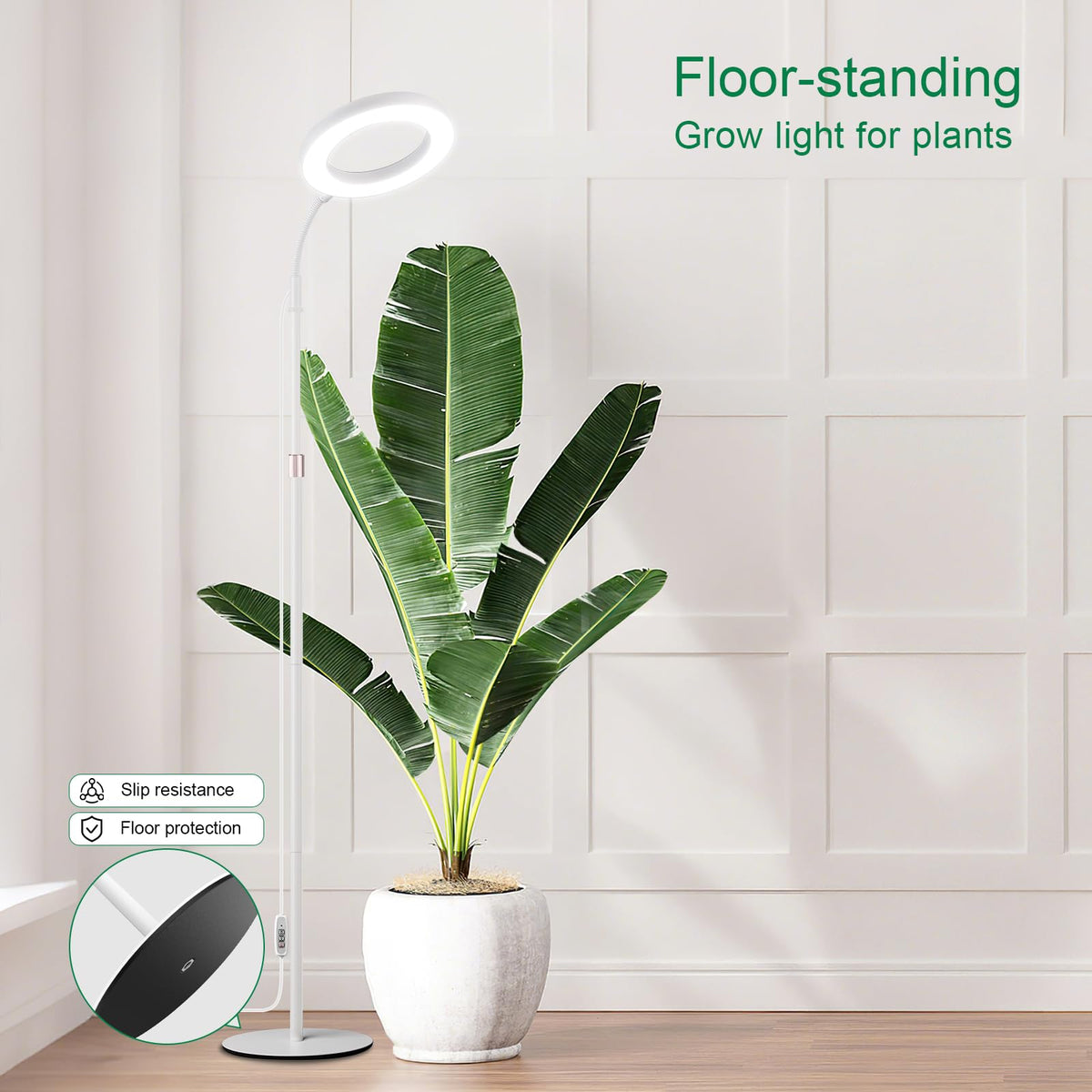 LBW Stand illuminates tall indoor plants with full spectrum light for healthy growth