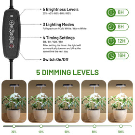 LBW Grow Light timer settings simplify plant care when away