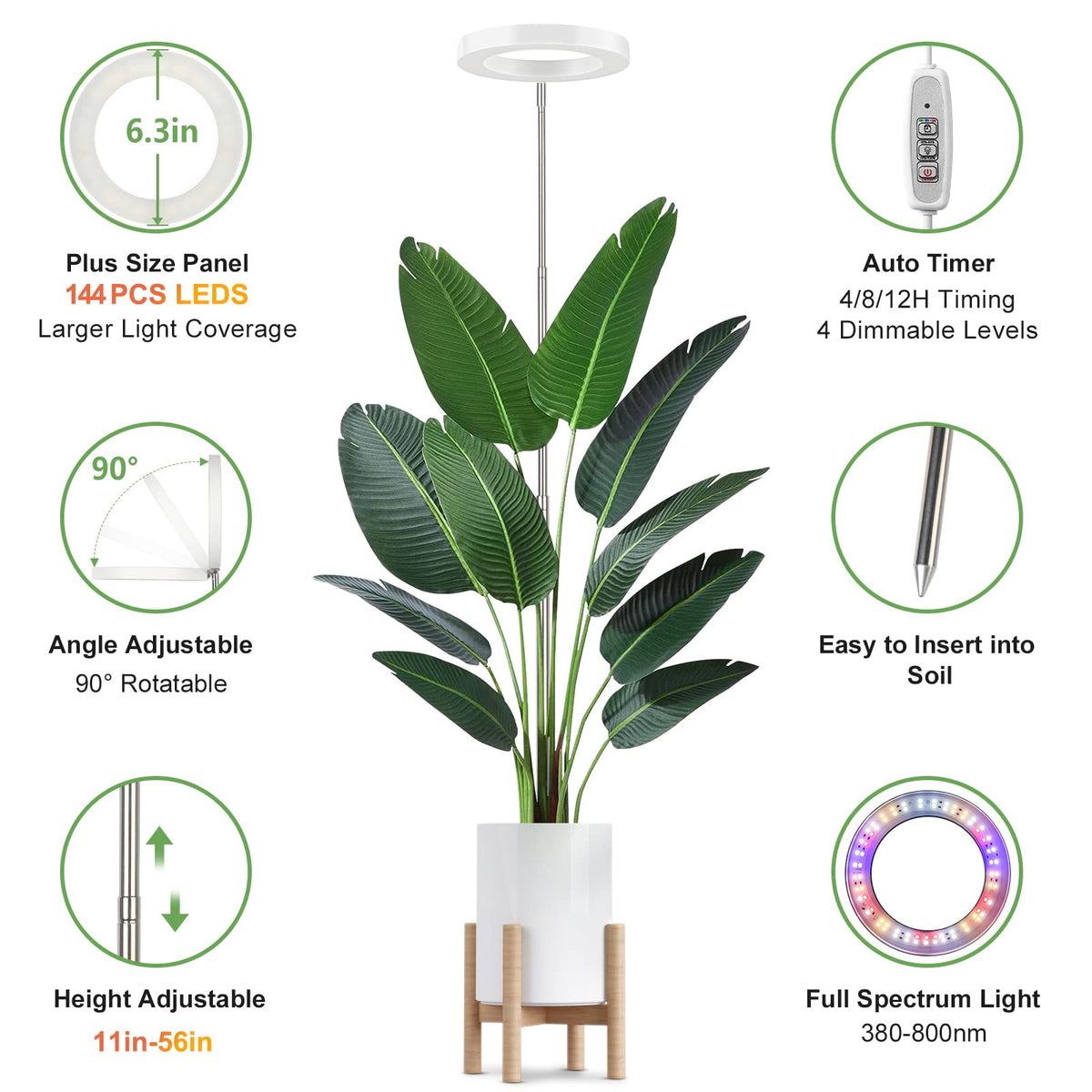 LBW Plant Grow Light with four dimmable levels to tailor brightness for each growth stage