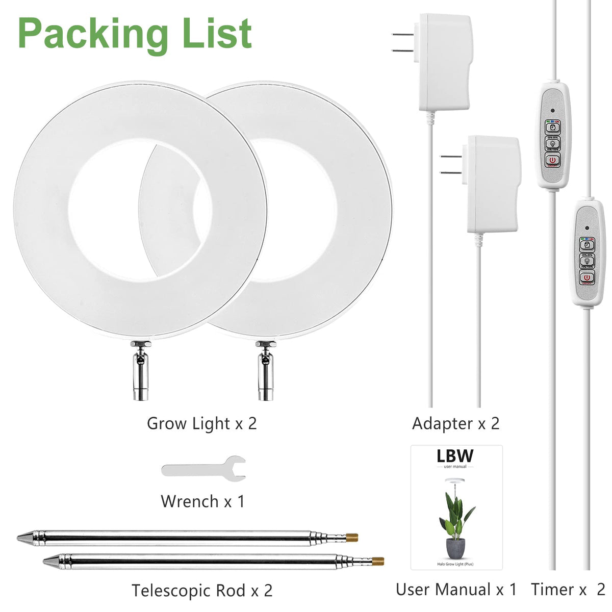 LBW Grow Light quick install with telescopic pole and simple switch