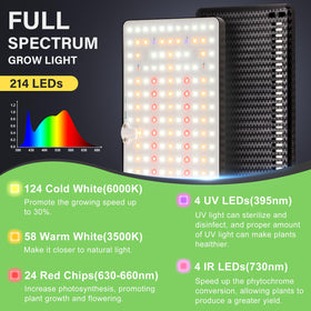 LBW timer dimmable stand lamp enables convenient daily lighting schedules for plants.