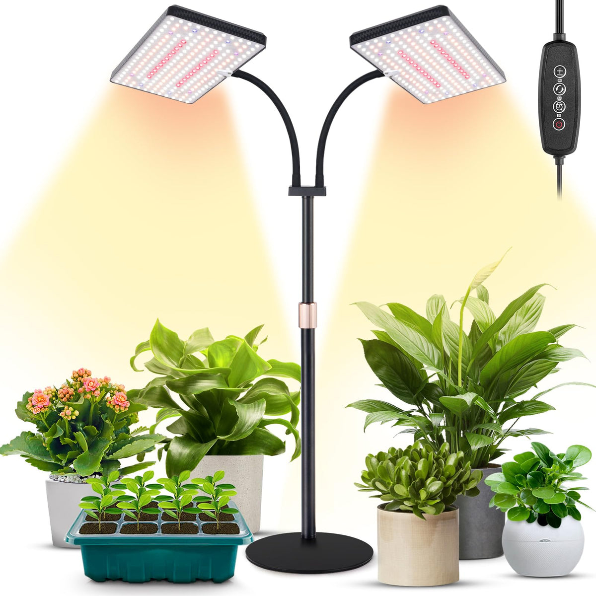 LBW Upgraded Desk Grow Light full spectrum panel boosts indoor greens growth.