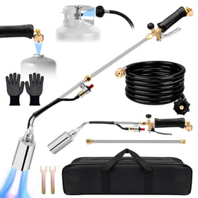 Lcbnhpy propane torch weed burner with short rod for quick ignition and precise small-area work.