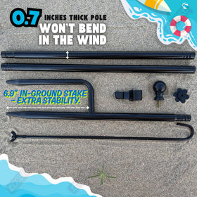 LCCBRO stand with extended ground stakes for improved wind stability.