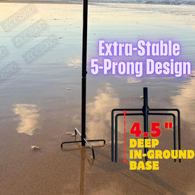 LCCBRO 5-prong base provides stable grip on soil, grass, and mulch.