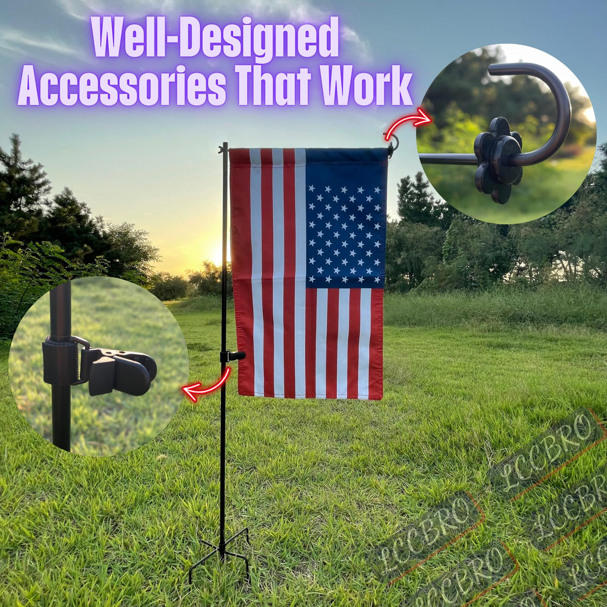 LCCBRO 12x18 flag compatibility for versatile outdoor decorating.