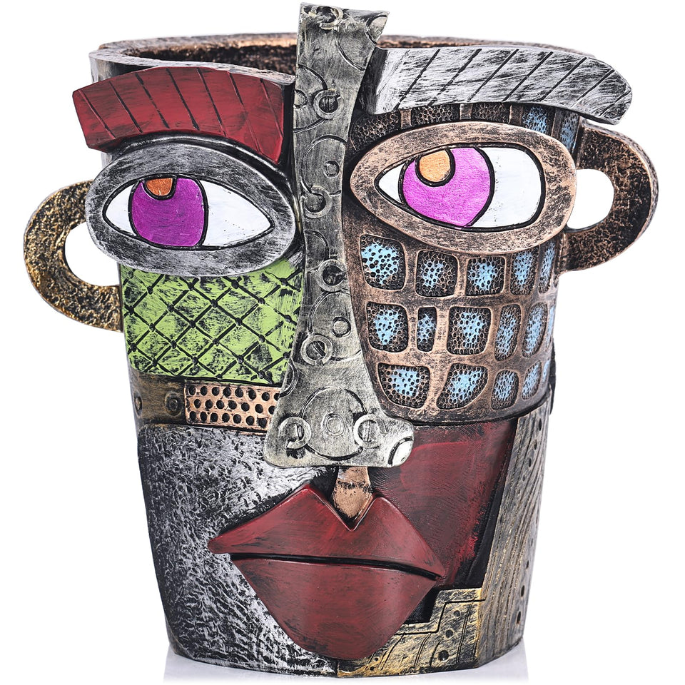 LCCCK Colorful Face Planter with abstract design adds playful flair to any indoor space.