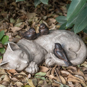 LCdecohome sparrows on cat figurine adds whimsy and gentle memory to your garden