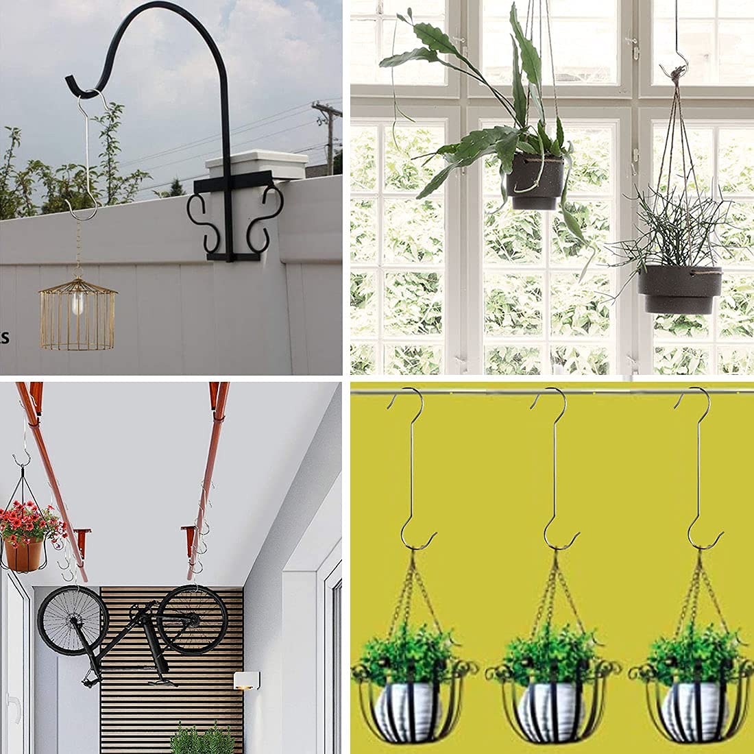 Lchkrep 12-inch heavy-duty S hooks for plants and décor.