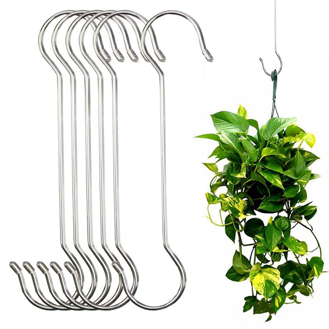 Lchkrep 16 inch S hook for plant hanging, heavy duty and rust resistant