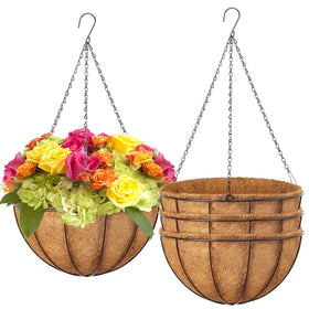 LCHUANG 14-inch hanging basket with coconut liner for vibrant blooms and easy drainage.