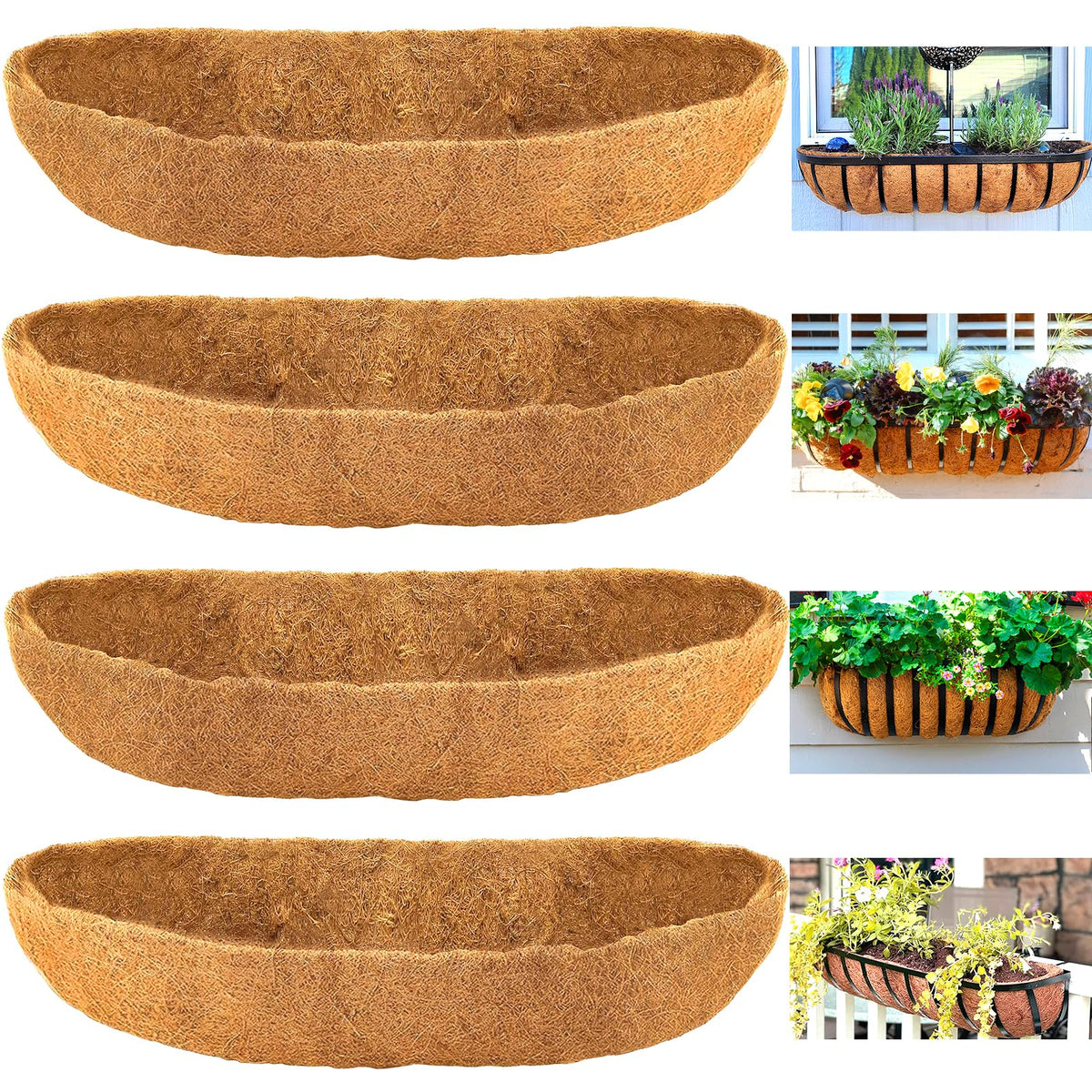 LCHUANG coco liner 24in rectangular fits planters for flowers and greens