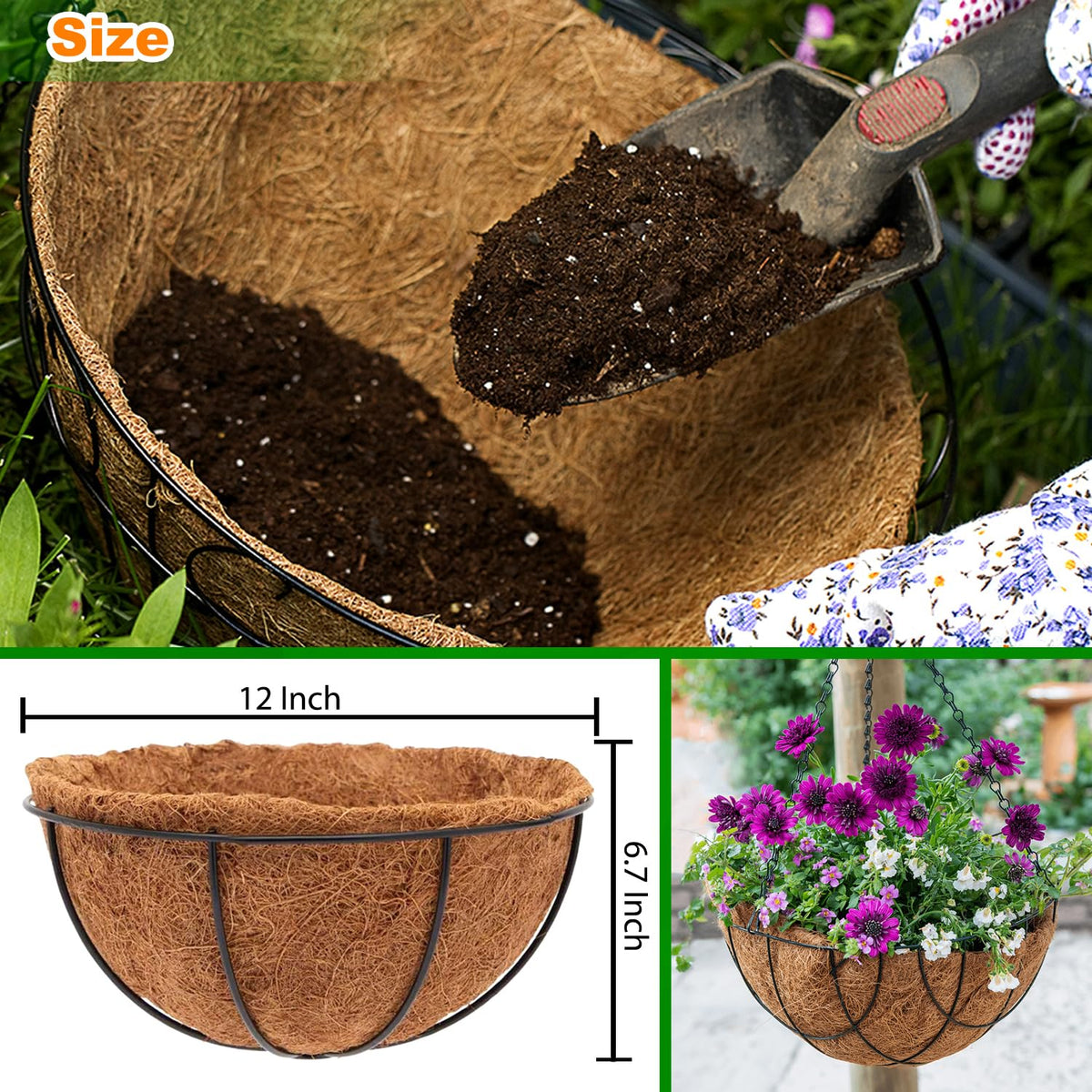 LCHUANG round coco liner 12in for planters enhances airflow and nutrient release.