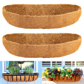LCHUANG Coco Liners in a 24-inch trough showing natural fiber texture and moisture balance.