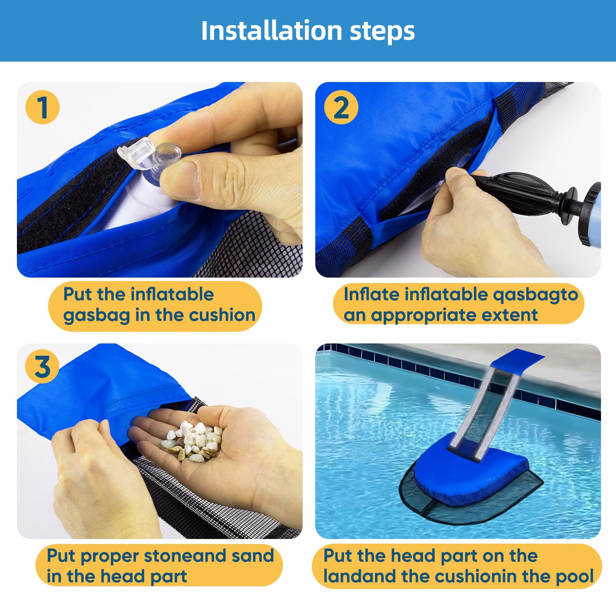 Easy two-step installation of LCHUANG pool ramp for above-ground pools